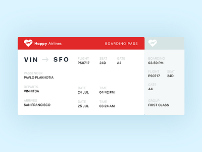 Daily UI 024/100 - Boarding Pass 024 boarding pass daily challenge dailyui flight herat illustration logo ticket travel ui ux