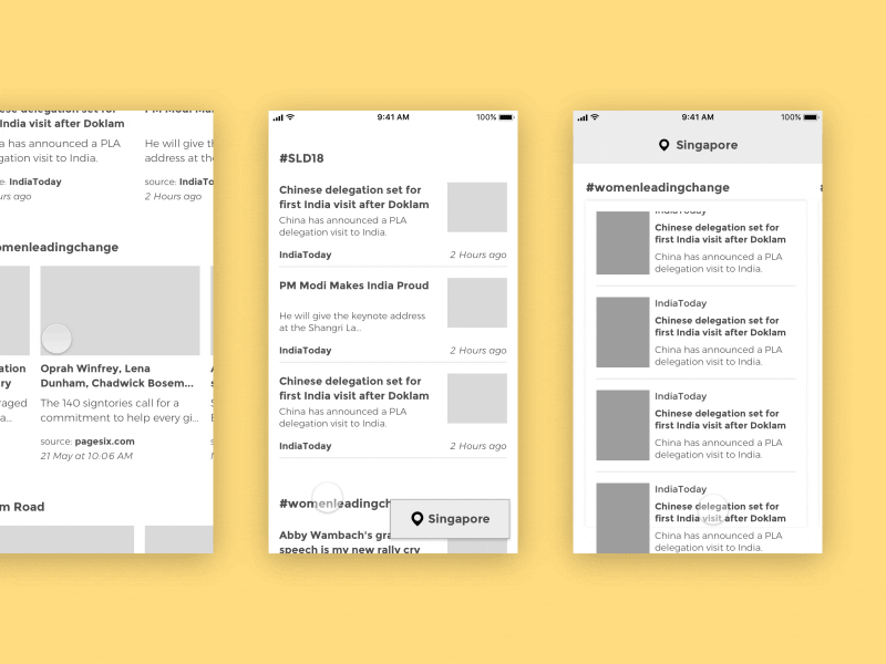 Wireframe Explorations for News App news news app protopie prototype ux