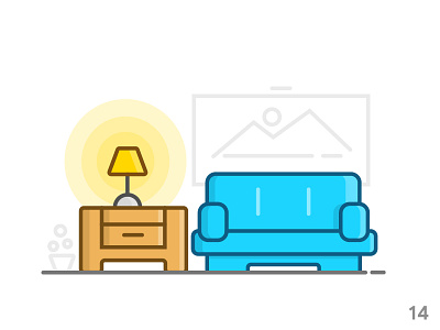 Interior (illustration series 14) cons flat icon icon set interior lamp outline sofa ui ui illustration vector