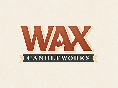Wax Candleworks Logo brand candle fire flame light logo negative warm wax