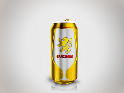 Ganzberg 500ml Packaging - Glass shape beer can ganzberg glass gold lion minimal packaging silver
