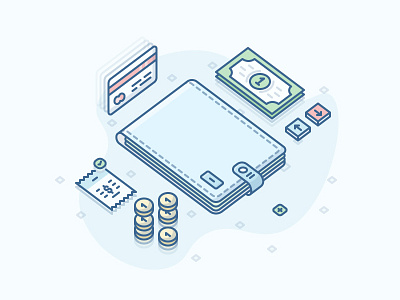 Money - Isometric Illustration 2d bill cash coin economy icon illustration isometric line money outline wallet