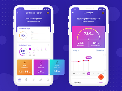 Fitness Tracker fitness tracker flat colors flat ui health tracker iphone x mobile design mobile ui ui ui design ui inspiration ux ux design