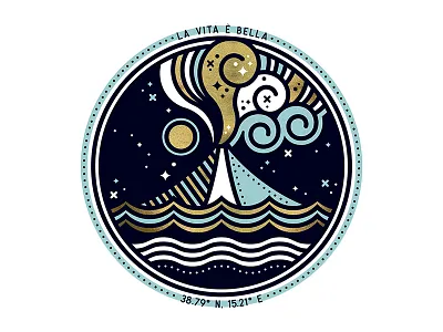 La Vita é Bella island italy moon mountain mountains night ocean sea star stars stromboli volcano