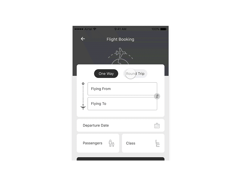 Flight Booking App Animation Made Via Invision Studio animation booking flight flight booking invision invision studio