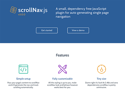 scrollNav Home Mockup animated javascript js navigation plugin scroll scrollnav