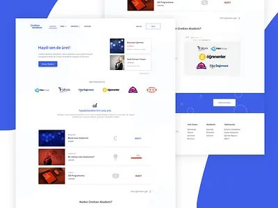 Uretken Akademi Web design education modern portal web design