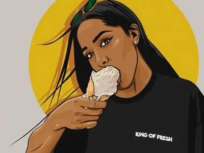 King of Fresh Girl art beach beauty drawings girl illustration party photoshop sexy vector