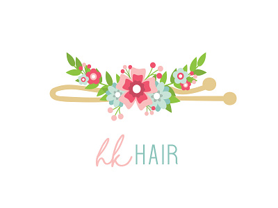Hair studio logo bobby pin flowers hair studio