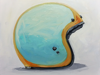 Brain Bucket #3 wip motorcycle helmet study painting