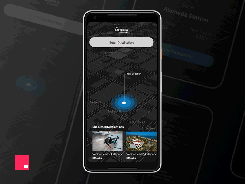 Boring App - Motion Study 1 animation boring company case study invision studio invisionapp studio la public transit