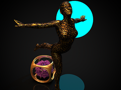 GOLD FLIGHT 3d c4d fly gold illustration statue surrealism