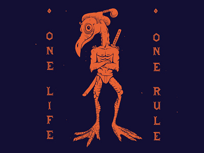 Tropical bird samurai! One life, one rule, be you illustration samurai tropical bird