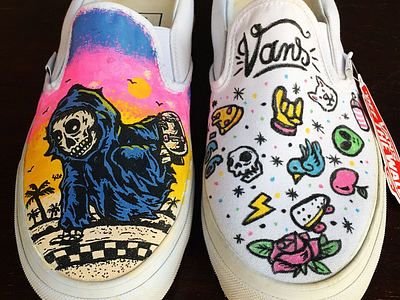 Vans Custom california custom grim reaper shoes sneakers vans