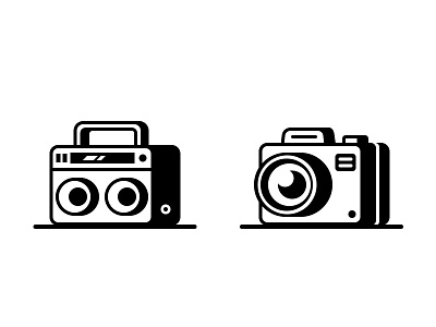 Silhouette icon broadcasting camera icon music radio silhouette