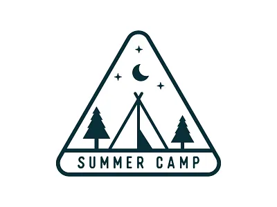 Summer Camp Triangle Badge badge camp camping illustration label logo patch pine tree scout tent triangle vector