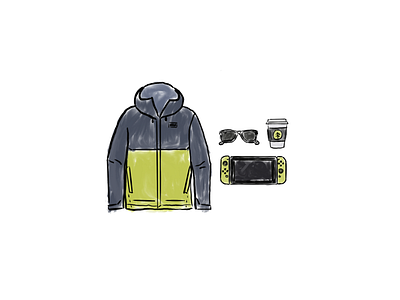 Neon Vibes coffee gear jacket nintendo sunglasses switch