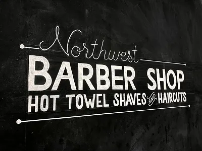 Northwest Barber Shop hand-painted sign barber barbershop handlettering handpainting lettering northwest nw painting signage signpainting