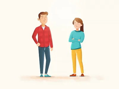 Her journey to planet Earth - 1 character design explainer illustration invite man photoshop pose texture women