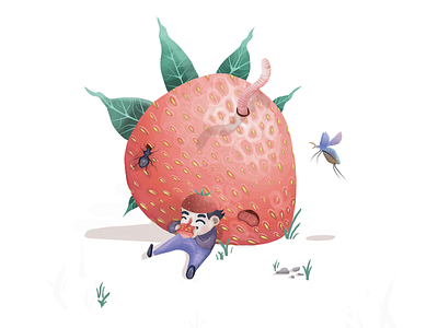 Summer bug apple beetle bug character concept cute hand drawn ipad strawberry summer worm