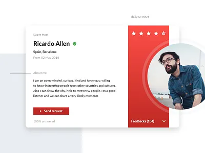 Daily UI #006 clean dailyui profile ui user account user card userprofile web design