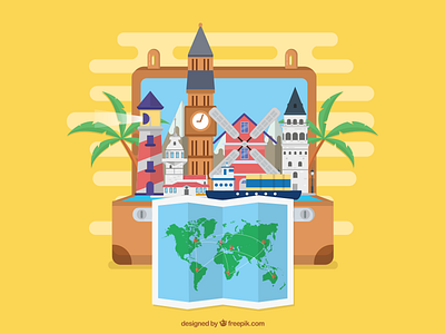 Travel Elements amsterdam flat icon istanbul london map pin plam travel ui web