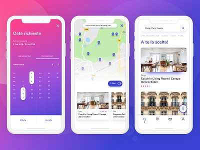 #Calendar & #Results - Travel App adobe xd app calendar design explore flat gradient icon interface ios map pin purple search travel ui ux vector xd