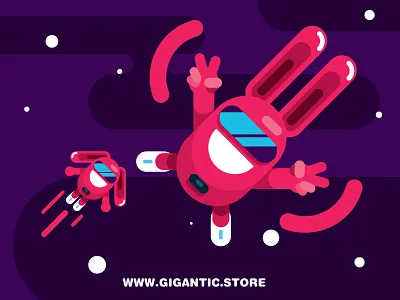 Flat Design Bunny Rabbit bunny cartoon cute flat design game game design illustration rabbit space