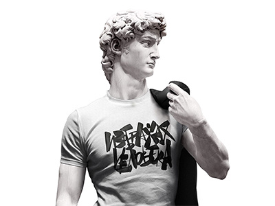 Portraying a human (russian) art calligraphy lettering print tee type