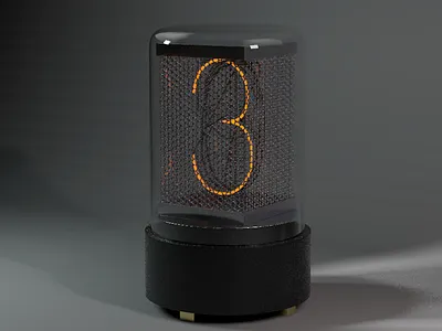 Glass tube with number 3d c4d cinema4d glow model render scene