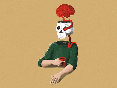 Skull & Brain brain coffee illustration skull