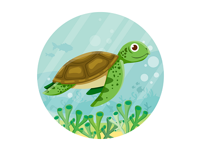 Marine animals animal character icon marine mascot nature ocean reptile sea sea turtle turtle vector