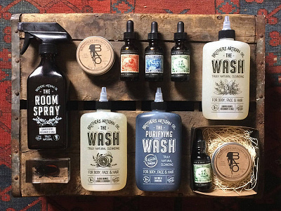 Brothers Artisan Oil - Assorted Products body wash charcoal consumer product design hand lettering illustration label mens grooming packaging plant shampoo