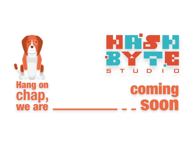 Coming Soon cartoon dog game illustration logo studio website