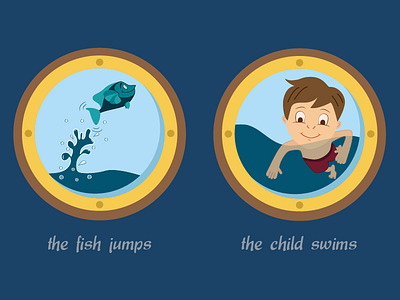 Sentences for a Kids Game 2 fish game illustration jump kids sentence swim tablet game