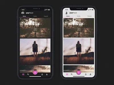 Day 14 - New Home Screen app challenge dark feed home light ui ux