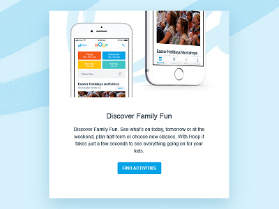 Hoop Onboarding Email app blue button email hoop kids marketing onboarding screen