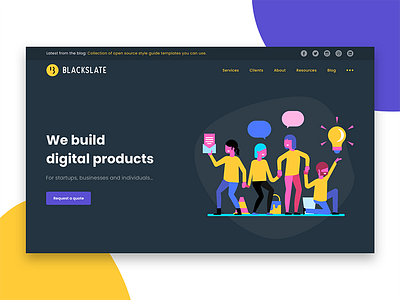 Blackslate Hero Section business design agency design studio hero illustration landing page sales page startup ui ui design web design website