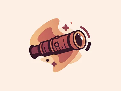 Spyglass 2d glass gradient icon illustration line spyglass steampunk telescope vision