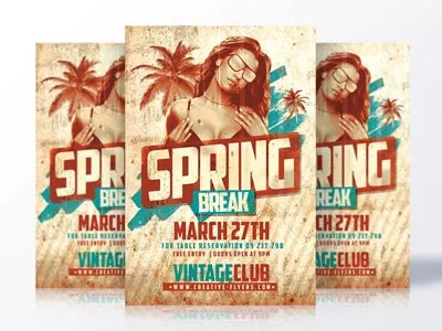 Spring Break Flyer creative flyer flyer party flyer templates invitation psd psd flyer psd templates spring break spring flyer vintage poster