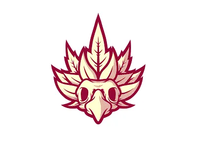 Condor - Detail bird leaves lines serigraphy shadow skull weed