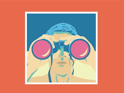 Lifeguard lookout beach binoculars illustration lifeguard lookout series summer