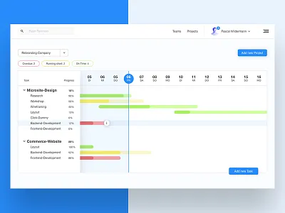 Project Management Tool – Concept app dashboard gantt interface management planning project team time ui