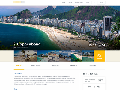 Inner page of Beach Project beach summer travel web design