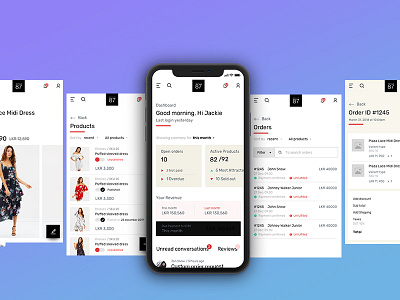 Street87 dashboard designer hub fashion orders product details product list shop ui ux vendor portal