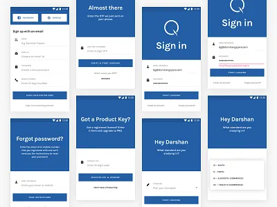 Quill App – User Account account android edtech education learning login quiz sign up
