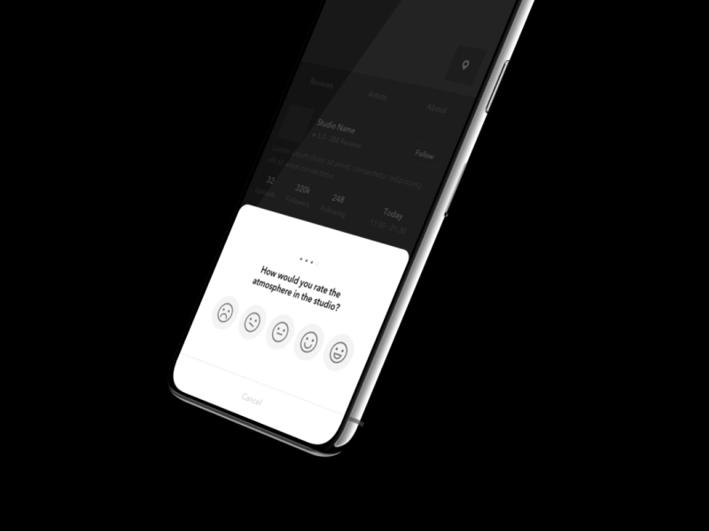 (2018) Complex Reviews Made Simple animation app concept dark emojis gif rating review smileys ui ux wireframe