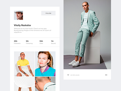 Profile - Photo app camera clean discover interface minimal profile ui ux white