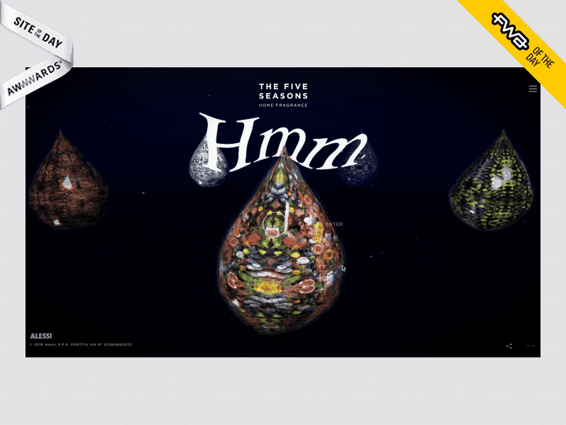 The Five Seasons by Alessi 360 alessi animation awwwars experience fwa menu webgl website