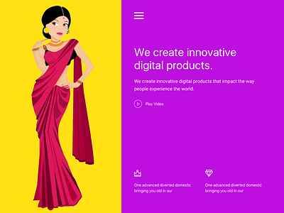 Miss Malini Concept dribbble. web goa illustration lady landing page